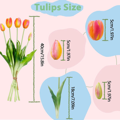 15 Pcs White Artificial Tulips Fake Flowers, Premium Latex Lifelike Texture, UV Resistant Waterproof Faux Tulip Bouquets with Snap-on Petals for Outdoor, Home, Wedding Decor