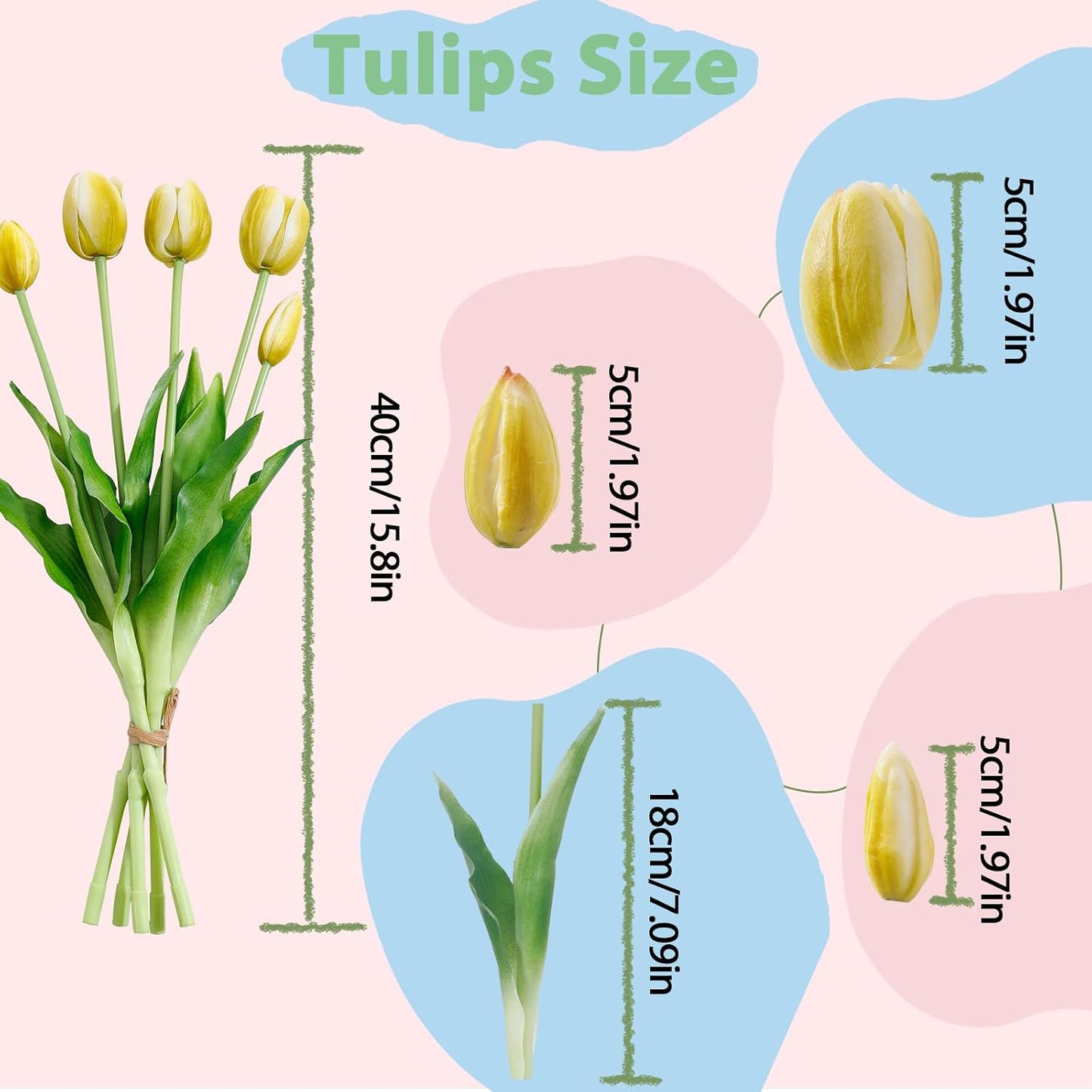 15 Pcs White Artificial Tulips Fake Flowers, Premium Latex Lifelike Texture, UV Resistant Waterproof Faux Tulip Bouquets with Snap-on Petals for Outdoor, Home, Wedding Decor