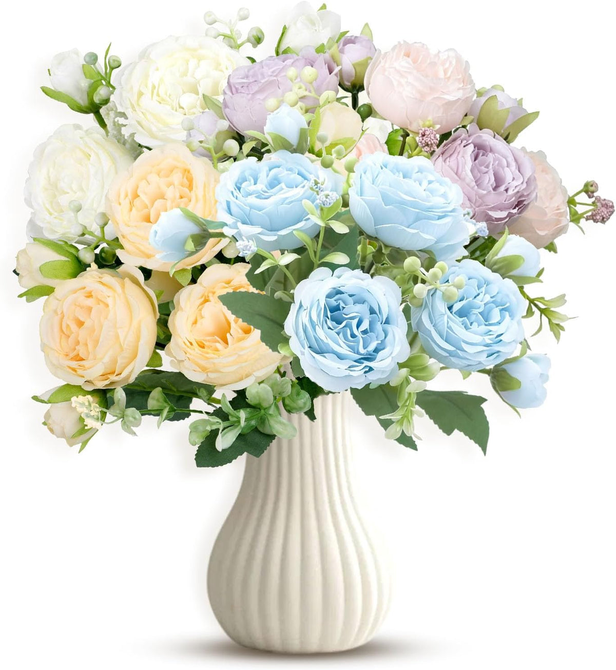 Fake Flowers,4 PCS Artificial Flowers Bouquets of Silk Peony for Home Decor