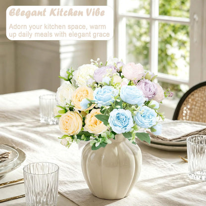 Fake Flowers,4 PCS Artificial Flowers Bouquets of Silk Peony for Home Decor