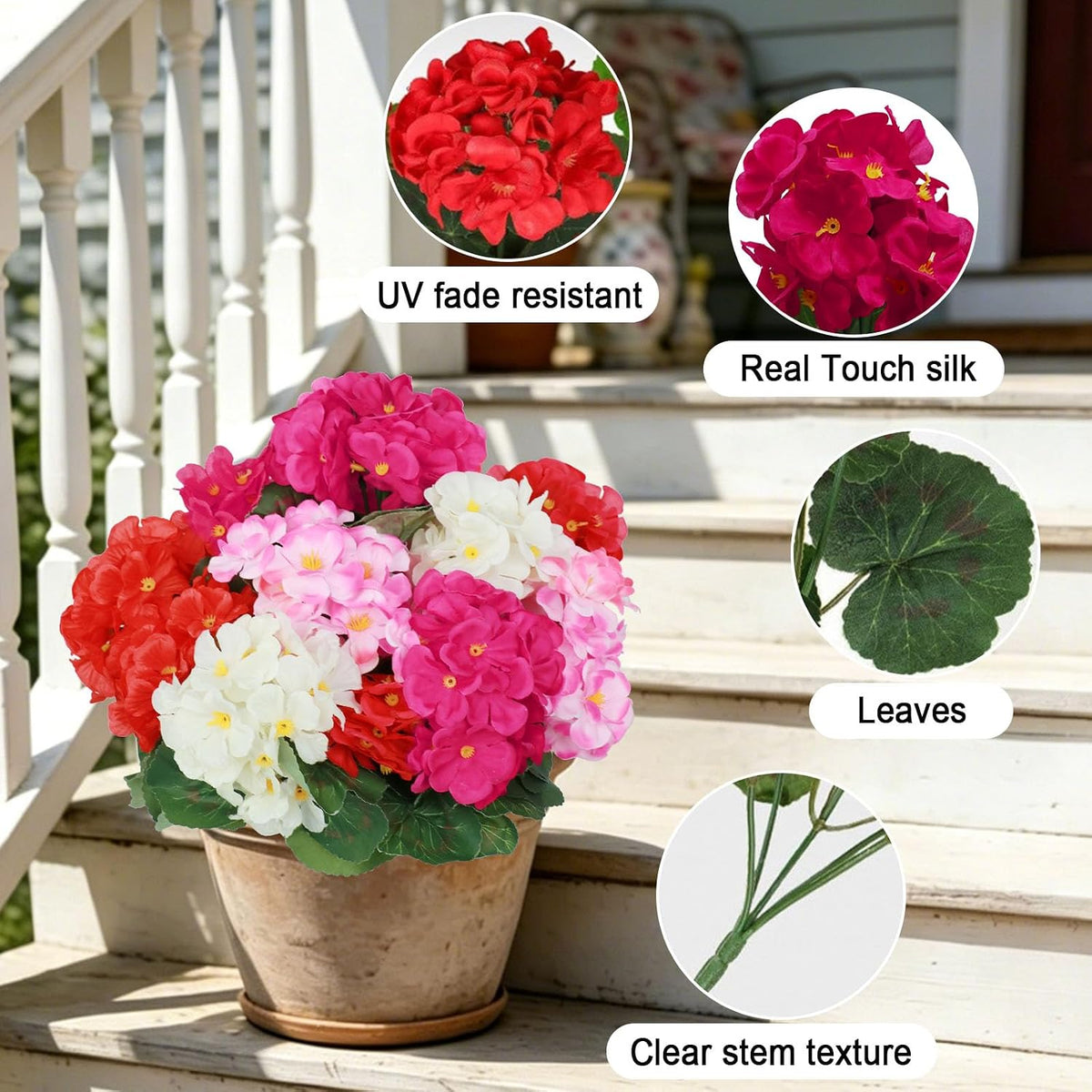 Fake Flowers,4 PCS Artificial Flowers Bouquets of Silk Peony for Home Decor