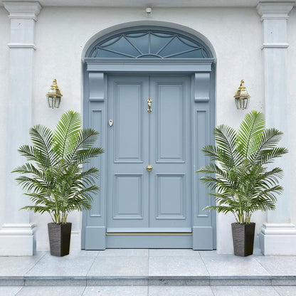 Artificial Palm Tree:5FT Tall Fake Areca Palm Plant (Black Planter) | Large Tropical Faux Palm Tress Silk Plants with Black Pebbles for Home Office Living Room Decor Indoor Patio Porch Balcony
