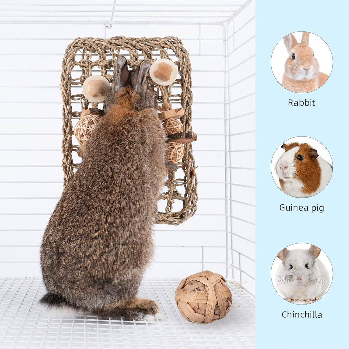 Rabbit Seagrass Protector Mat with Toys (11 X 7.87-inch)