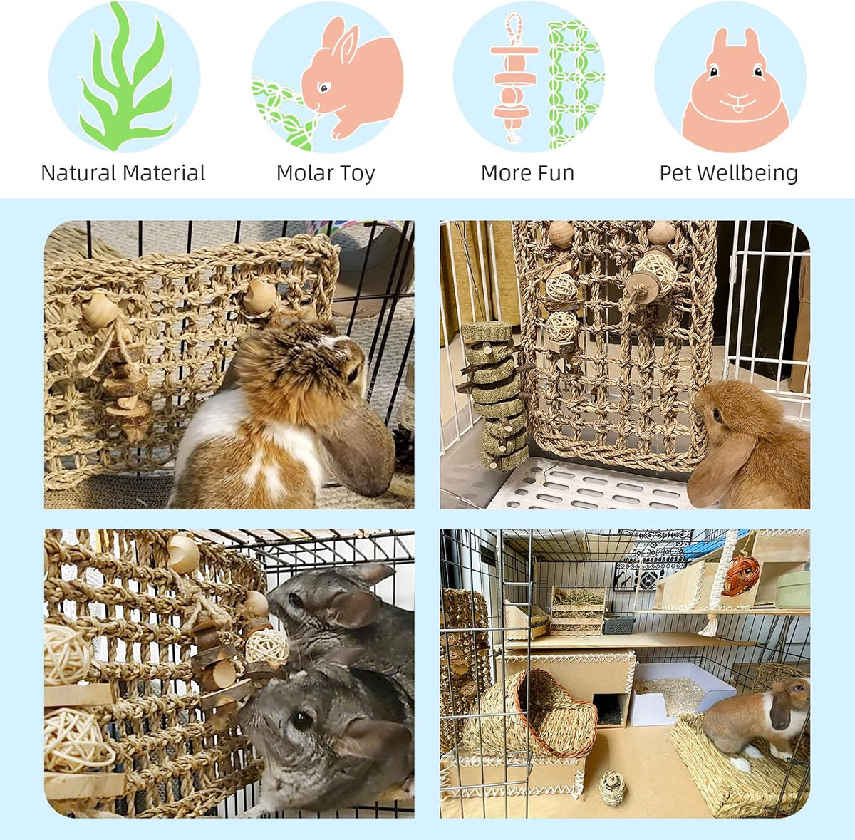 Rabbit Seagrass Protector Mat with Toys (11 X 7.87-inch)