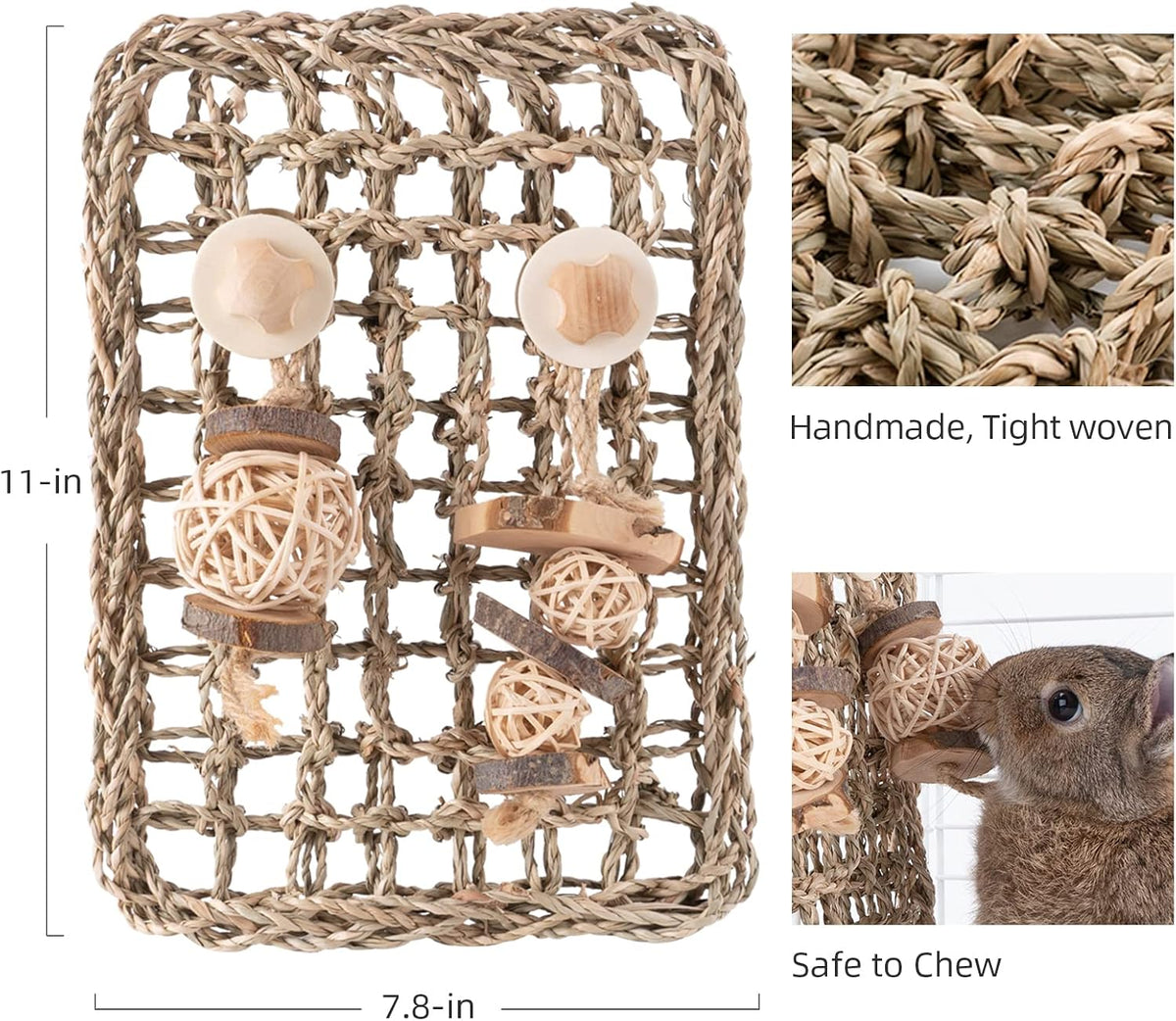Rabbit Seagrass Protector Mat with Toys (11 X 7.87-inch)
