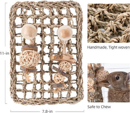 Rabbit Seagrass Protector Mat with Toys (11 X 7.87-inch)