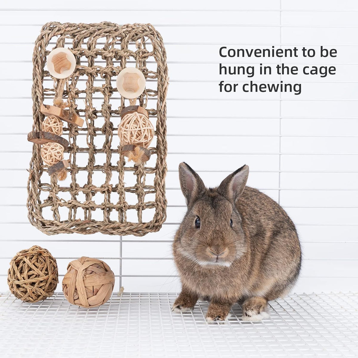 Rabbit Seagrass Protector Mat with Toys (11 X 7.87-inch)