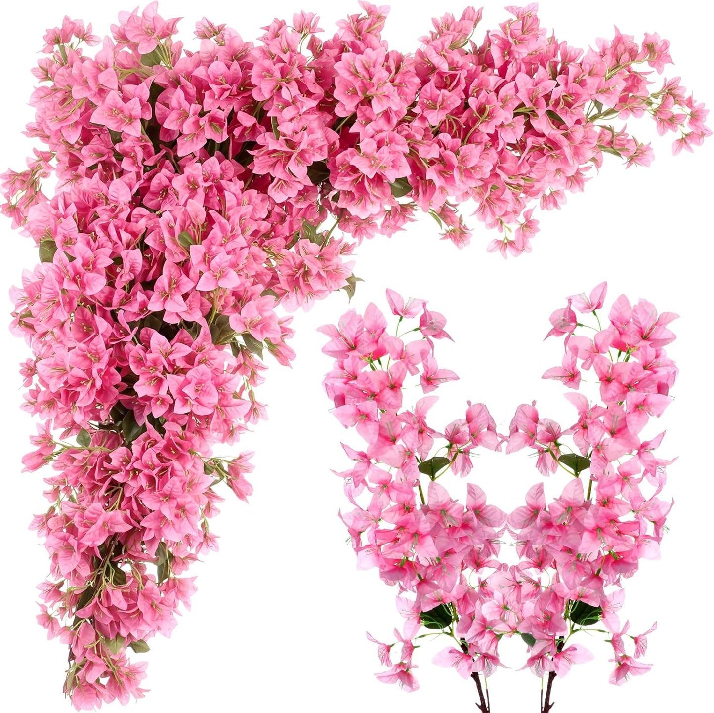 16 Pack Artificial Bougainvillea Floral 38" Silk Long Stem Bougainvillea Plants Hanging Table Centerpiece for Home Wedding Indoor Outdoor Decorations (Rose Purple)