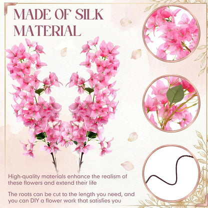 16 Pack Artificial Bougainvillea Floral 38" Silk Long Stem Bougainvillea Plants Hanging Table Centerpiece for Home Wedding Indoor Outdoor Decorations (Rose Purple)
