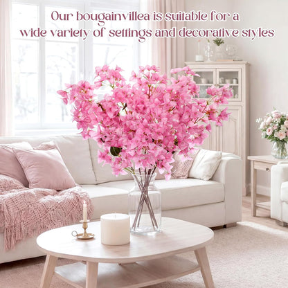 16 Pack Artificial Bougainvillea Floral 38" Silk Long Stem Bougainvillea Plants Hanging Table Centerpiece for Home Wedding Indoor Outdoor Decorations (Rose Purple)