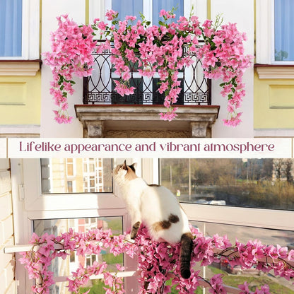 16 Pack Artificial Bougainvillea Floral 38" Silk Long Stem Bougainvillea Plants Hanging Table Centerpiece for Home Wedding Indoor Outdoor Decorations (Rose Purple)