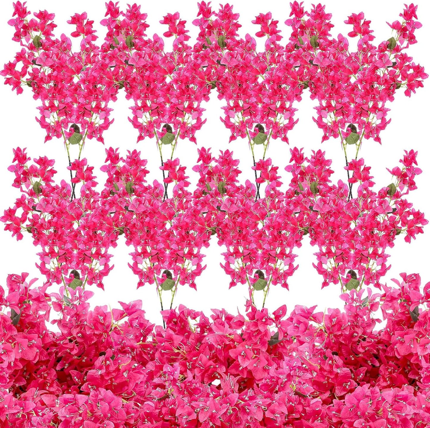 16 Pack Artificial Bougainvillea Floral 38" Silk Long Stem Bougainvillea Plants Hanging Table Centerpiece for Home Wedding Indoor Outdoor Decorations (Rose Purple)