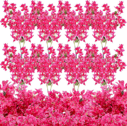 16 Pack Artificial Bougainvillea Floral 38" Silk Long Stem Bougainvillea Plants Hanging Table Centerpiece for Home Wedding Indoor Outdoor Decorations (Rose Purple)