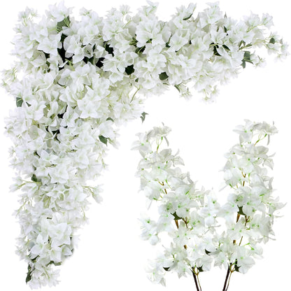 16 Pack Artificial Bougainvillea Floral 38" Silk Long Stem Bougainvillea Plants Hanging Table Centerpiece for Home Wedding Indoor Outdoor Decorations (Rose Purple)