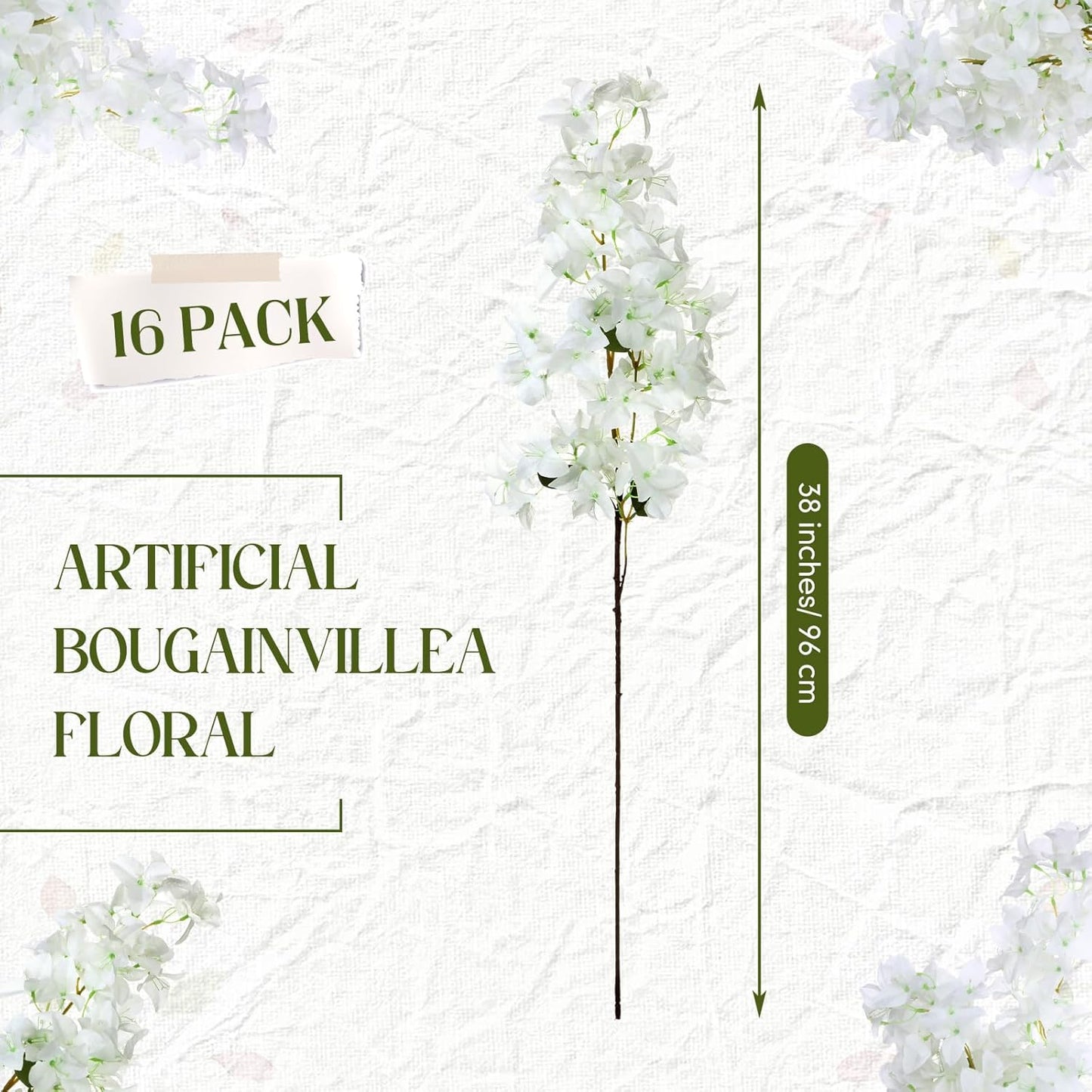 16 Pack Artificial Bougainvillea Floral 38" Silk Long Stem Bougainvillea Plants Hanging Table Centerpiece for Home Wedding Indoor Outdoor Decorations (Rose Purple)