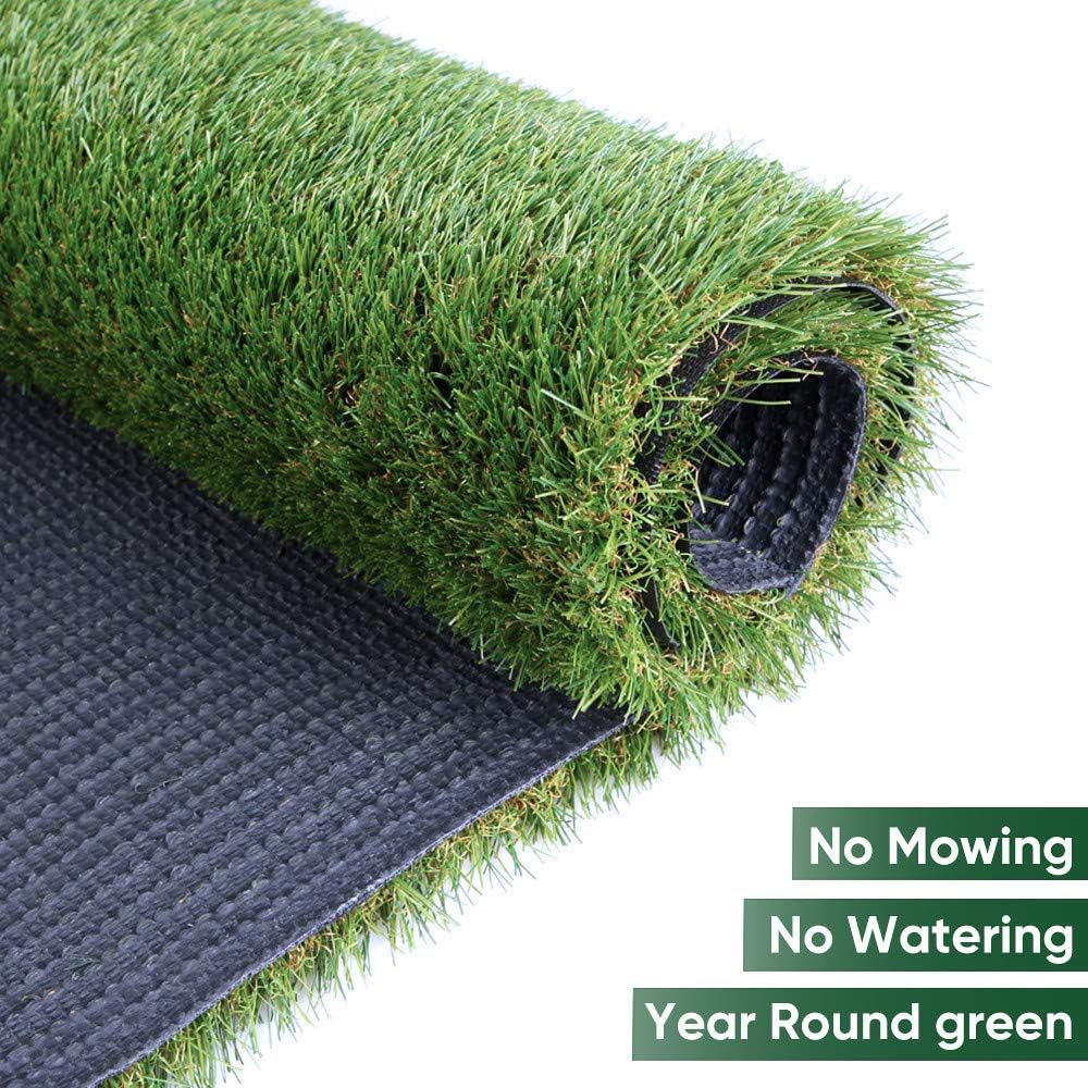 Synthetic Artificial Grass Turf Lawn 7FTX12FT, 1.38" Outdoor/Indoor Fake Grass Rug Astroturf for Dogs,Faux Grass Rug with Drainage Holes/Custom Size Provided