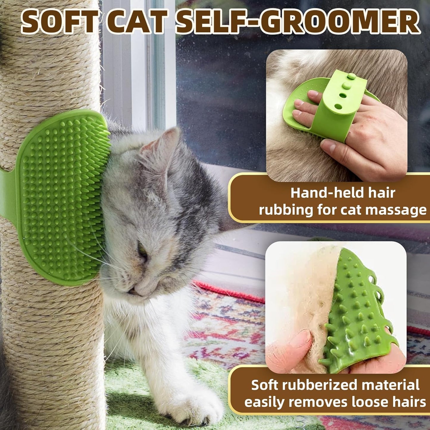 Cat Scratching Post 33'' Cat Scratcher Tall Scratching Posts for Indoor Cats with Cat Toy and Interactive Ball Self Groomer for Kittens Adults Cats