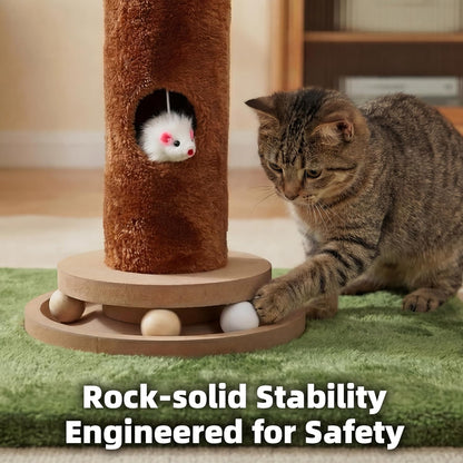 Cat Scratching Post 33'' Cat Scratcher Tall Scratching Posts for Indoor Cats with Cat Toy and Interactive Ball Self Groomer for Kittens Adults Cats