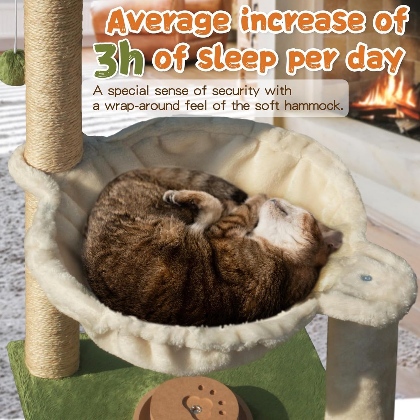 Cat Scratching Post 33'' Cat Scratcher Tall Scratching Posts for Indoor Cats with Cat Toy and Interactive Ball Self Groomer for Kittens Adults Cats