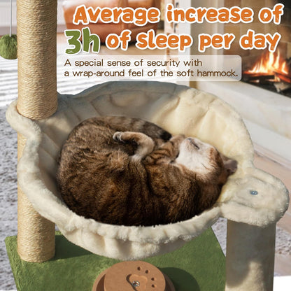 Cat Scratching Post 33'' Cat Scratcher Tall Scratching Posts for Indoor Cats with Cat Toy and Interactive Ball Self Groomer for Kittens Adults Cats