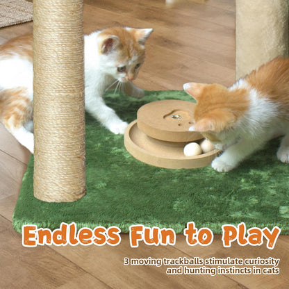 Cat Scratching Post 33'' Cat Scratcher Tall Scratching Posts for Indoor Cats with Cat Toy and Interactive Ball Self Groomer for Kittens Adults Cats