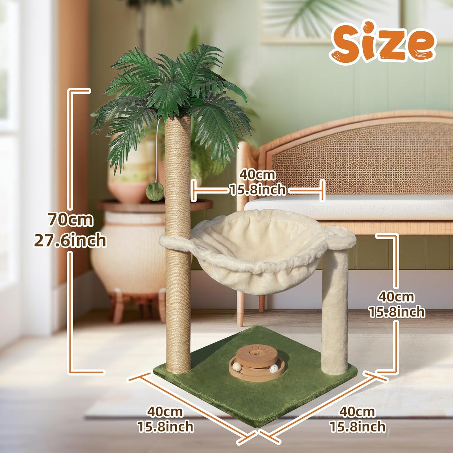 Cat Scratching Post 33'' Cat Scratcher Tall Scratching Posts for Indoor Cats with Cat Toy and Interactive Ball Self Groomer for Kittens Adults Cats