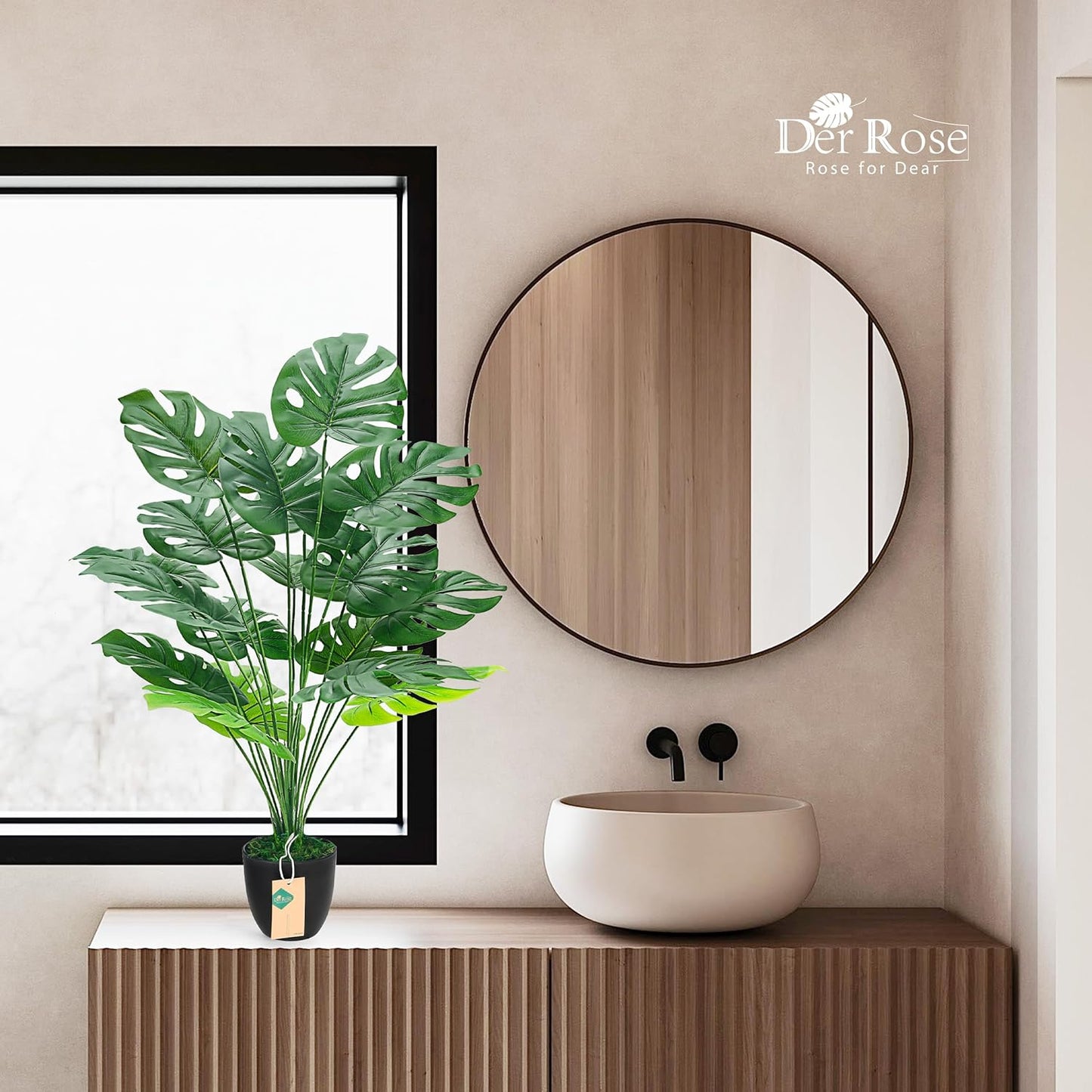 28" Fake Plants Large Artificial Monstera Faux Potted Plants Indoor Tall Tree for Living Room Decor