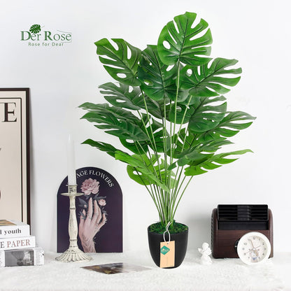 28" Fake Plants Large Artificial Monstera Faux Potted Plants Indoor Tall Tree for Living Room Decor