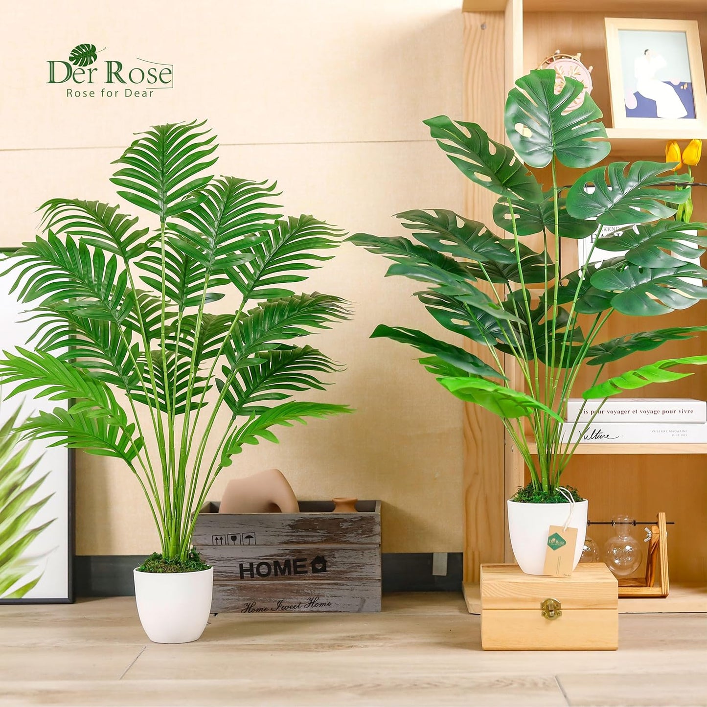 28" Fake Plants Large Artificial Monstera Faux Potted Plants Indoor Tall Tree for Living Room Decor