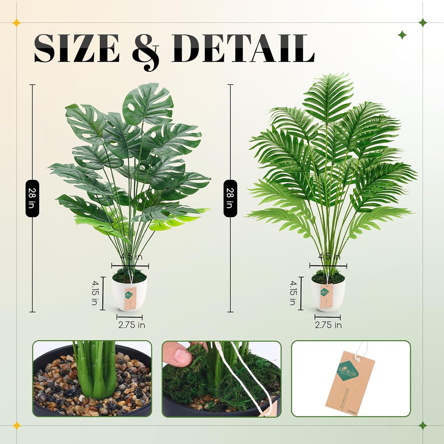 28" Fake Plants Large Artificial Monstera Faux Potted Plants Indoor Tall Tree for Living Room Decor