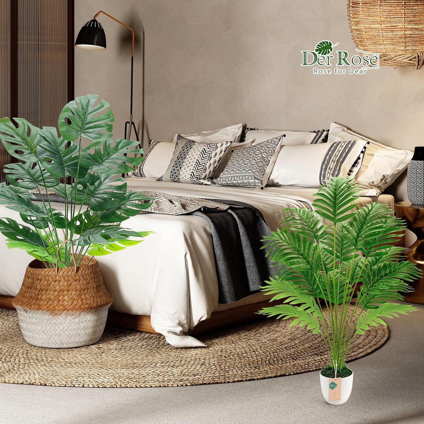 28" Fake Plants Large Artificial Monstera Faux Potted Plants Indoor Tall Tree for Living Room Decor