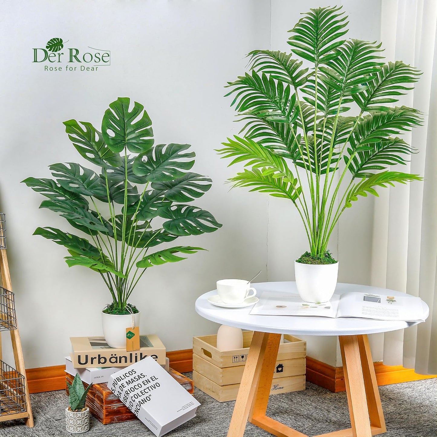 28" Fake Plants Large Artificial Monstera Faux Potted Plants Indoor Tall Tree for Living Room Decor