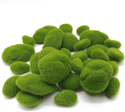 30 PCS 3 Size Artificial Moss Rocks Decorative, Green Moss Balls,Moss Stones, Green Moss Covered Stones, Fake Moss Decor for Floral Arrangements, Fairy Gardens and Crafting