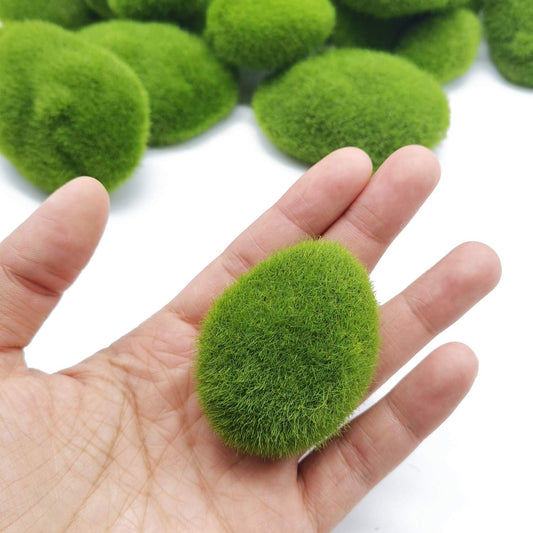 30 PCS 3 Size Artificial Moss Rocks Decorative, Green Moss Balls,Moss Stones, Green Moss Covered Stones, Fake Moss Decor for Floral Arrangements, Fairy Gardens and Crafting