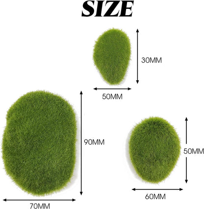 30 PCS 3 Size Artificial Moss Rocks Decorative, Green Moss Balls,Moss Stones, Green Moss Covered Stones, Fake Moss Decor for Floral Arrangements, Fairy Gardens and Crafting