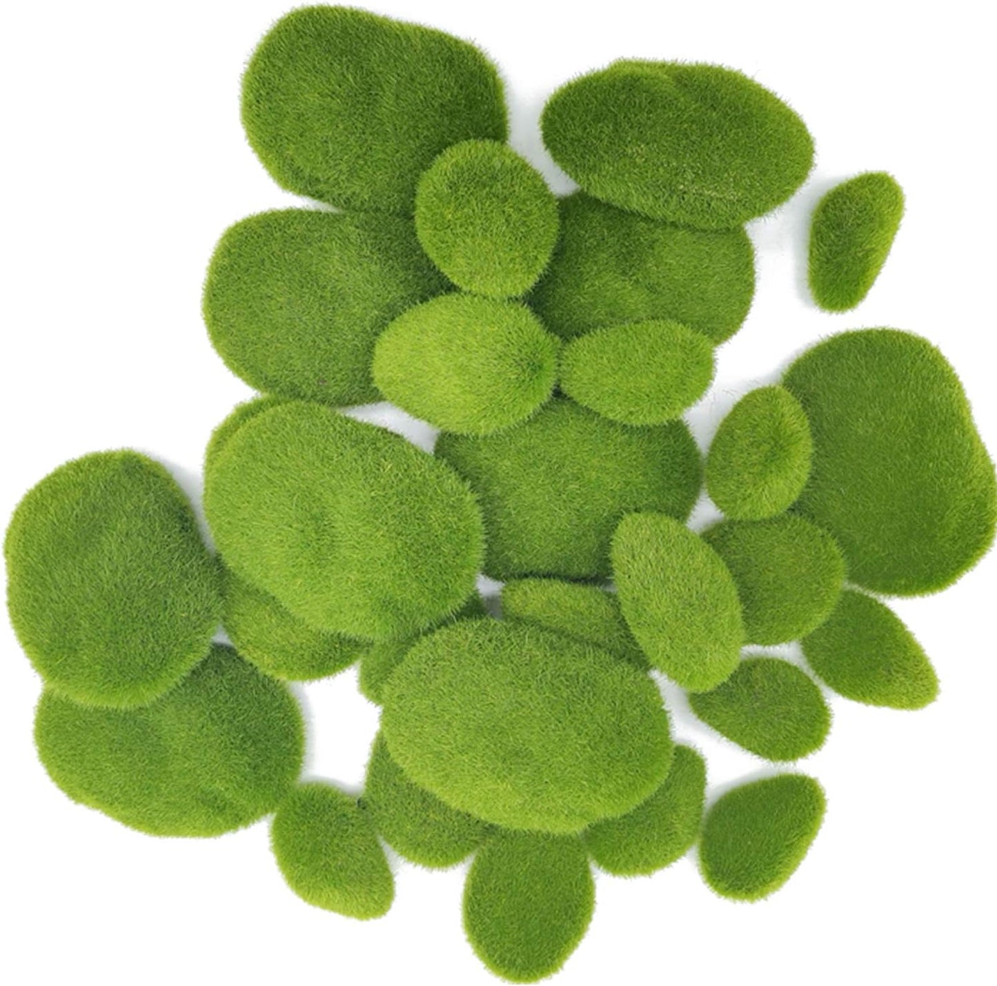 30 PCS 3 Size Artificial Moss Rocks Decorative, Green Moss Balls,Moss Stones, Green Moss Covered Stones, Fake Moss Decor for Floral Arrangements, Fairy Gardens and Crafting