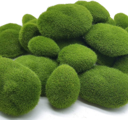 30 PCS 3 Size Artificial Moss Rocks Decorative, Green Moss Balls,Moss Stones, Green Moss Covered Stones, Fake Moss Decor for Floral Arrangements, Fairy Gardens and Crafting
