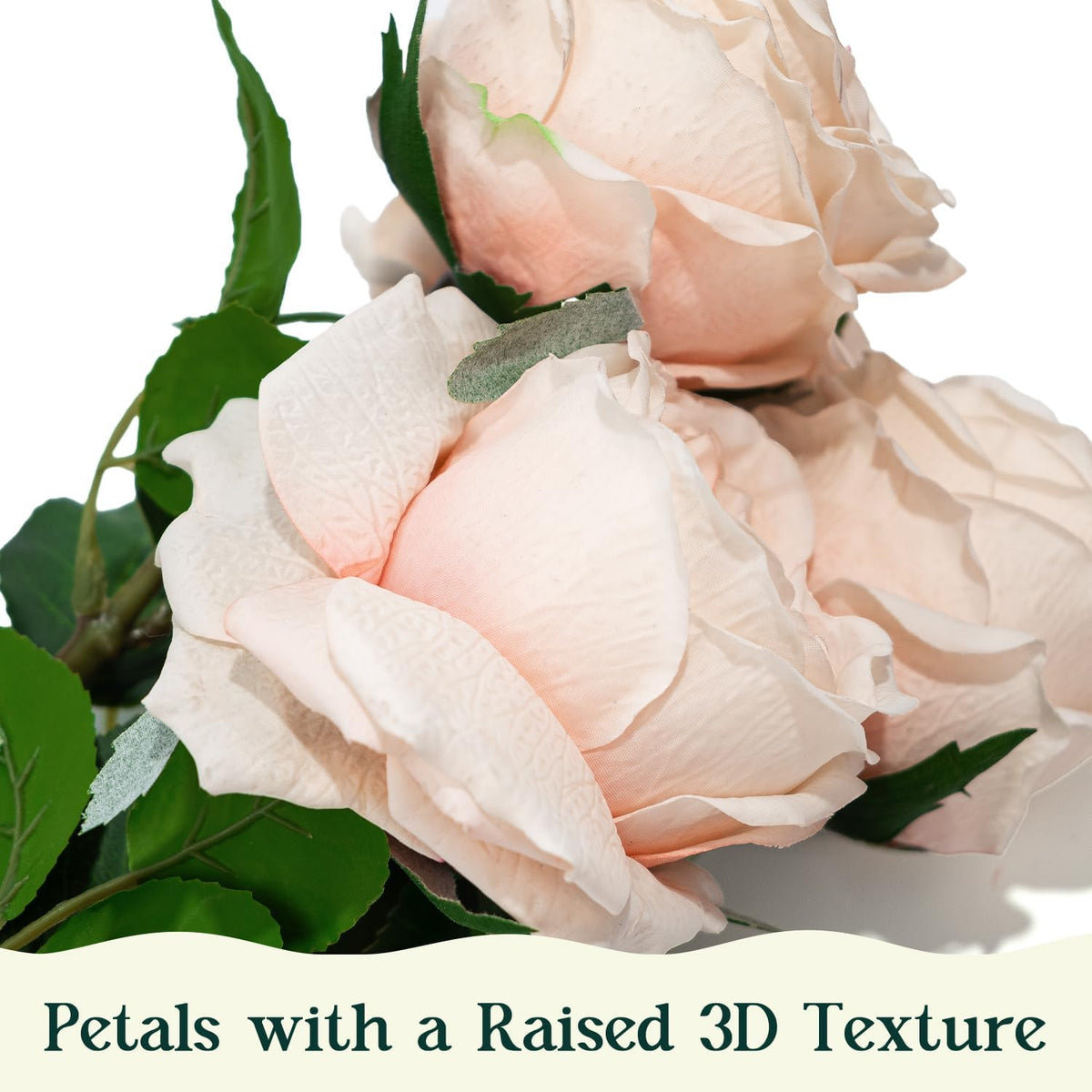 4 Pcs Real Touch Peonies Artificial Flowers, 3.5'' Big Bloom Austin Rose Peony Latex Fake Flower with Stems for Wedding Bouquet Party Valentines Arrangement Home Kitchen (Champagne)