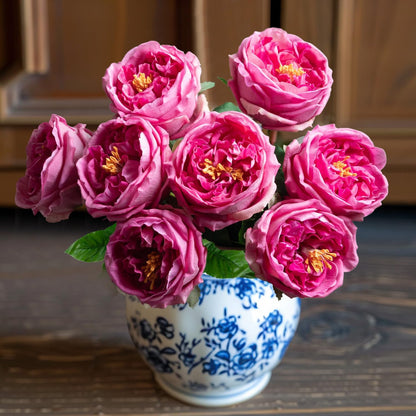 4 Pcs Real Touch Peonies Artificial Flowers, 3.5'' Big Bloom Austin Rose Peony Latex Fake Flower with Stems for Wedding Bouquet Party Valentines Arrangement Home Kitchen (Champagne)