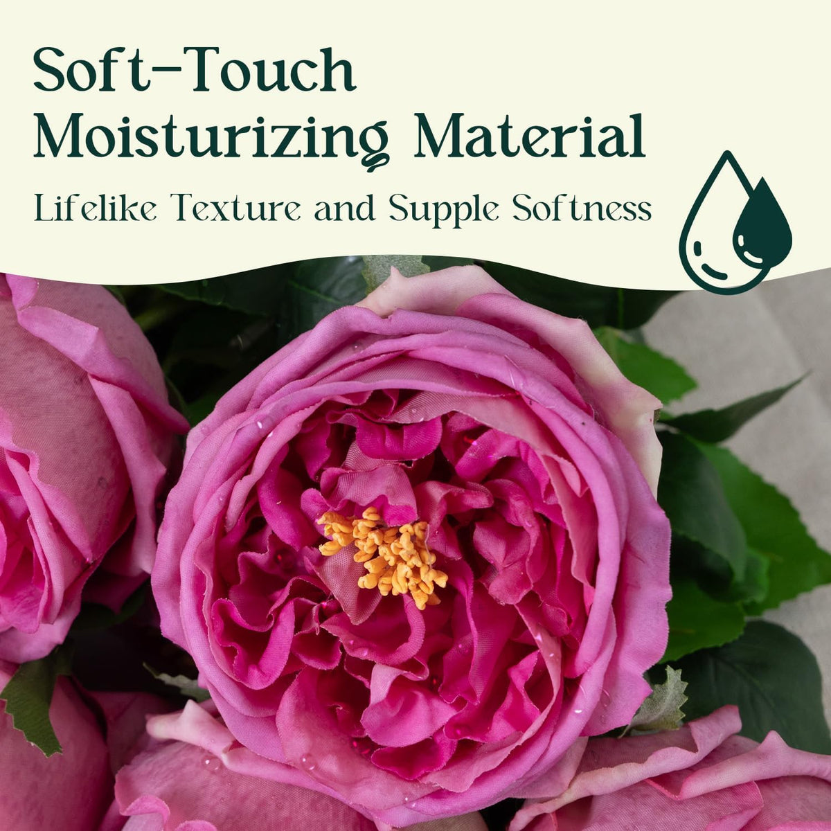 4 Pcs Real Touch Peonies Artificial Flowers, 3.5'' Big Bloom Austin Rose Peony Latex Fake Flower with Stems for Wedding Bouquet Party Valentines Arrangement Home Kitchen (Champagne)