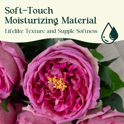4 Pcs Real Touch Peonies Artificial Flowers, 3.5'' Big Bloom Austin Rose Peony Latex Fake Flower with Stems for Wedding Bouquet Party Valentines Arrangement Home Kitchen (Champagne)