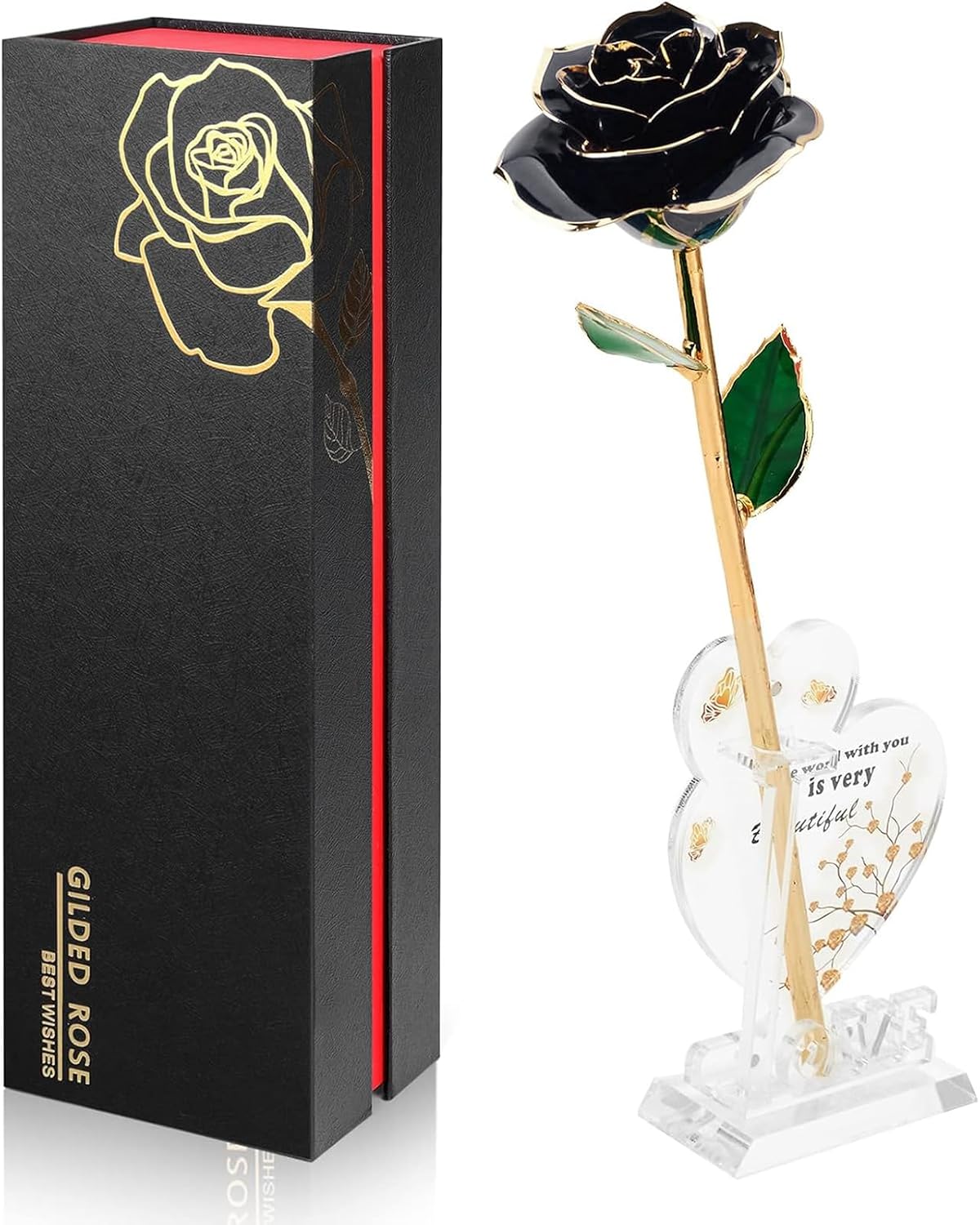 Gold Dipped Rose Real 24K Gold Rose, Genuine One of a Kind Rose Hand Dipped in 24K Golden Roses Romantic Gifts for Women in Her Birthday Anniversary Valentines Day Mothers Day