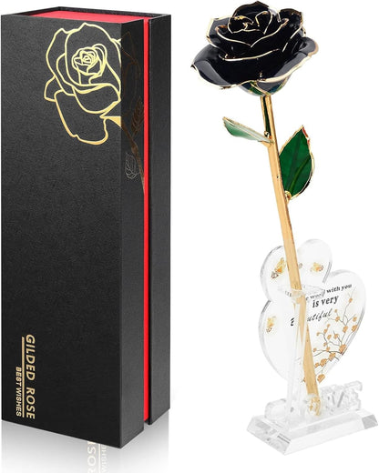 Gold Dipped Rose Real 24K Gold Rose, Genuine One of a Kind Rose Hand Dipped in 24K Golden Roses Romantic Gifts for Women in Her Birthday Anniversary Valentines Day Mothers Day