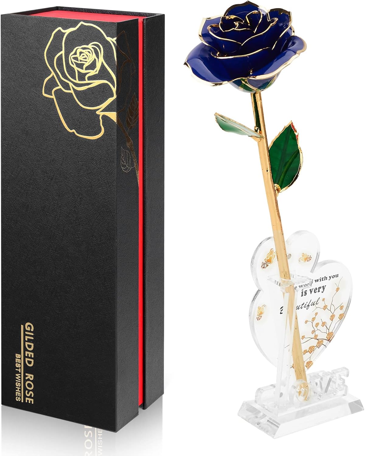 Gold Dipped Rose Real 24K Gold Rose, Genuine One of a Kind Rose Hand Dipped in 24K Golden Roses Romantic Gifts for Women in Her Birthday Anniversary Valentines Day Mothers Day