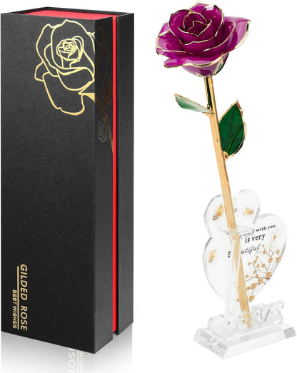 Gold Dipped Rose Real 24K Gold Rose, Genuine One of a Kind Rose Hand Dipped in 24K Golden Roses Romantic Gifts for Women in Her Birthday Anniversary Valentines Day Mothers Day