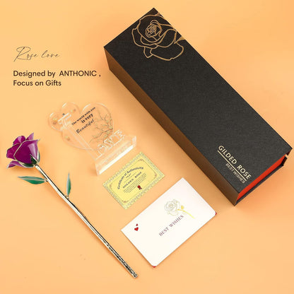 Gold Dipped Rose Real 24K Gold Rose, Genuine One of a Kind Rose Hand Dipped in 24K Golden Roses Romantic Gifts for Women in Her Birthday Anniversary Valentines Day Mothers Day