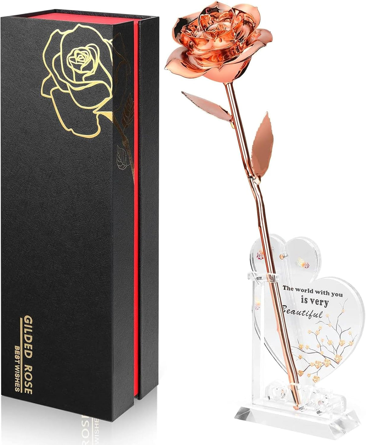 Gold Dipped Rose Real 24K Gold Rose, Genuine One of a Kind Rose Hand Dipped in 24K Golden Roses Romantic Gifts for Women in Her Birthday Anniversary Valentines Day Mothers Day