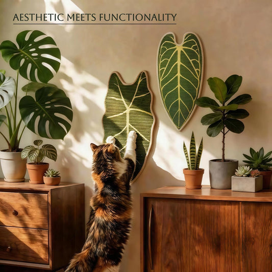 Premium Natural Sisal Botanical Leaf Cat Scratcher Mat, Extra Large Leaf-Shaped for Wall & Floor, Indoor Jungle Decor, Furniture Protector, Durable Cat Scratcher with Stylish Leaf Design (Anthurium)