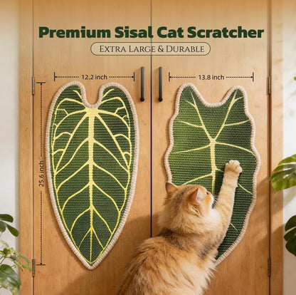 Premium Natural Sisal Botanical Leaf Cat Scratcher Mat, Extra Large Leaf-Shaped for Wall & Floor, Indoor Jungle Decor, Furniture Protector, Durable Cat Scratcher with Stylish Leaf Design (Anthurium)
