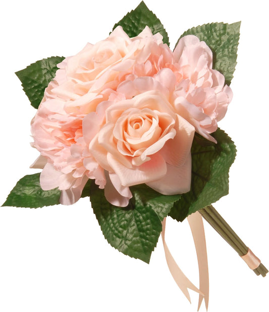 National Tree 12.2 Inches Mixed Peach Rose & Peony Bouquet